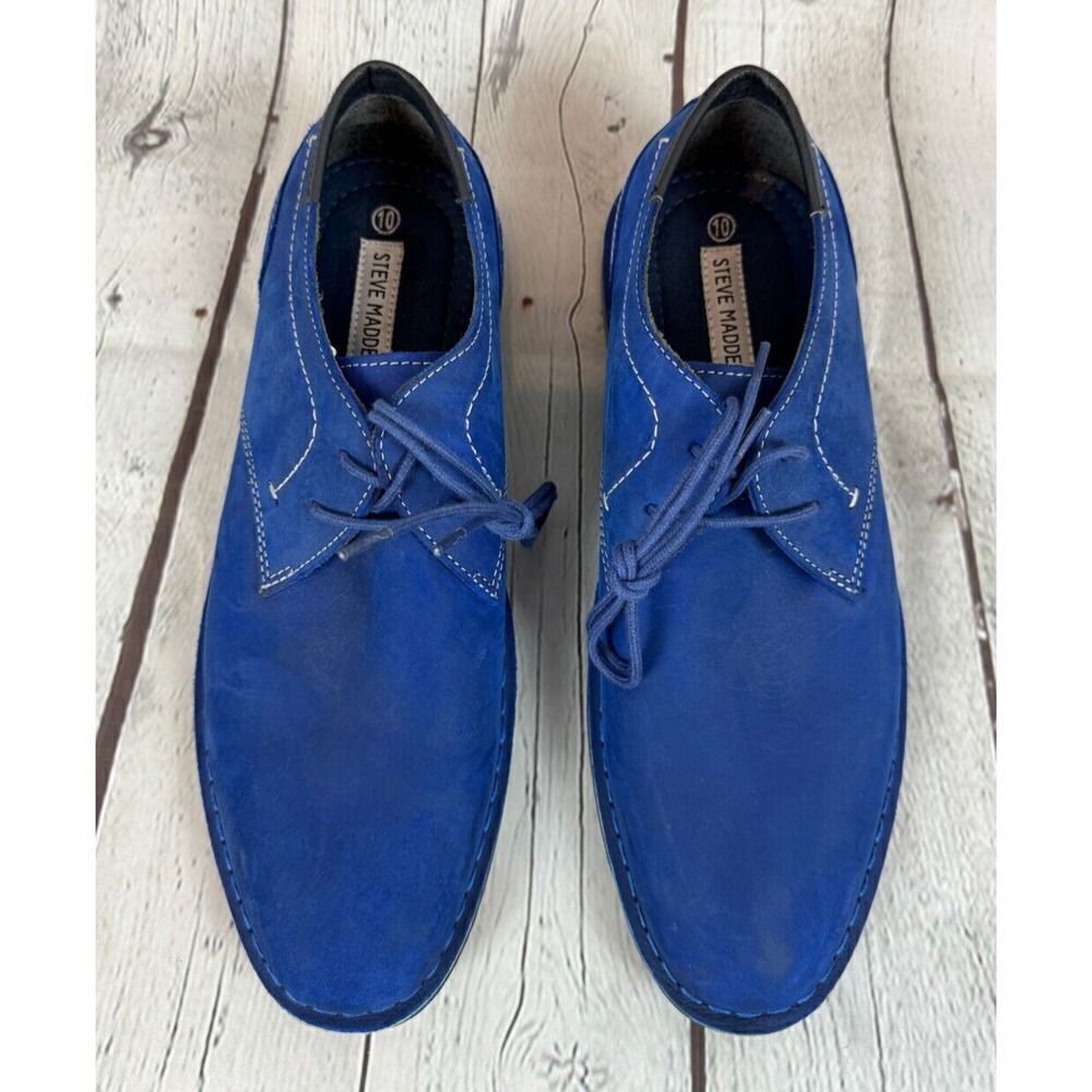 STEVE MADDEN suede royal cobalt blue Oxford dress mens boots size 10 NWOB